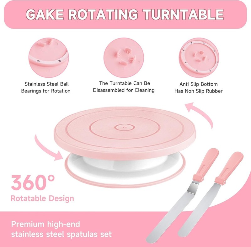 Cake Decorating Kit with Turntable and Springform Pans, Numbered Piping Tips gallery