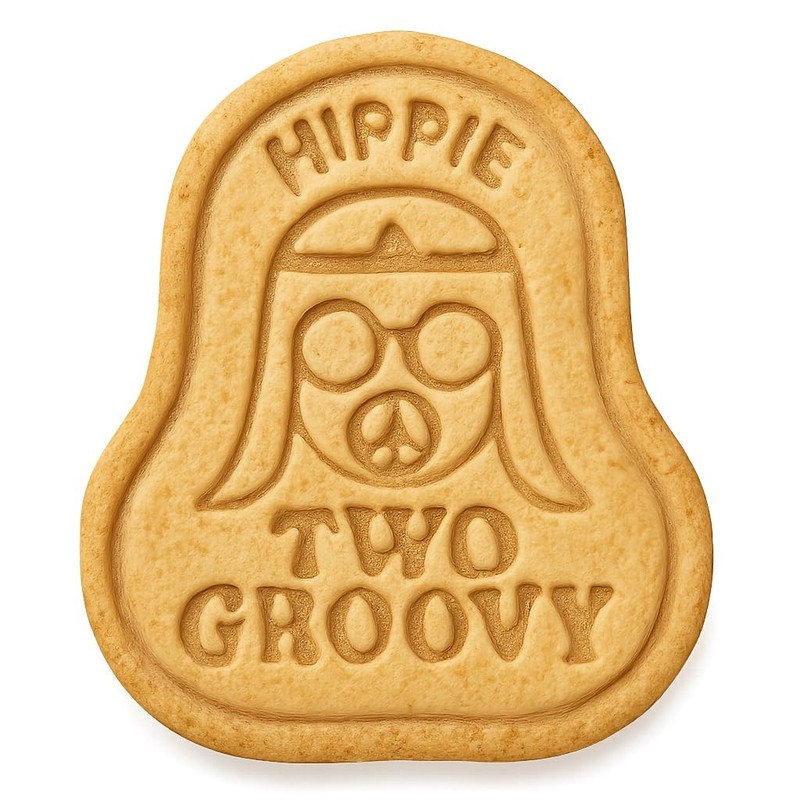Hippie Two Groovy Cookie Cutter & Stamp, Fondant & Clay – 3.1×4