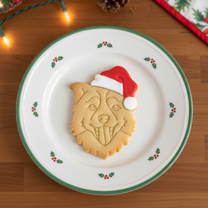Border Collie with Santa Hat Cookie Cutter Christmas Sheepdog festive dog treats gallery
