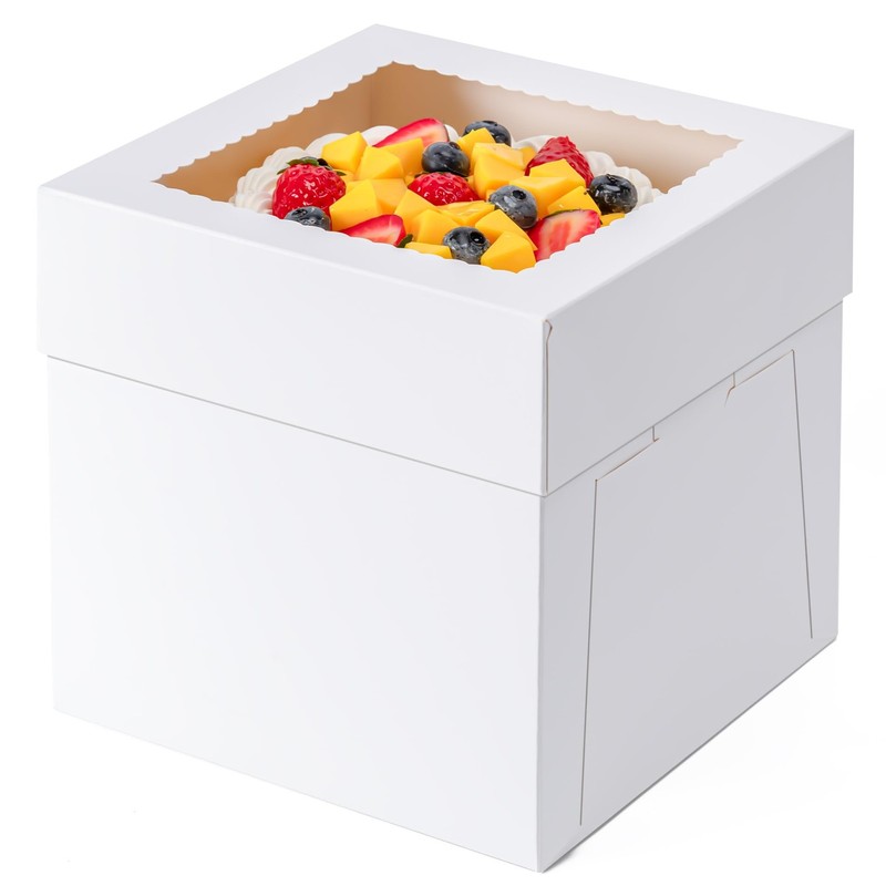 5 Pack Cake Boxes 12 Inch, 12x12x8 Inches Tall Cake Large Box, Disposable Cak…