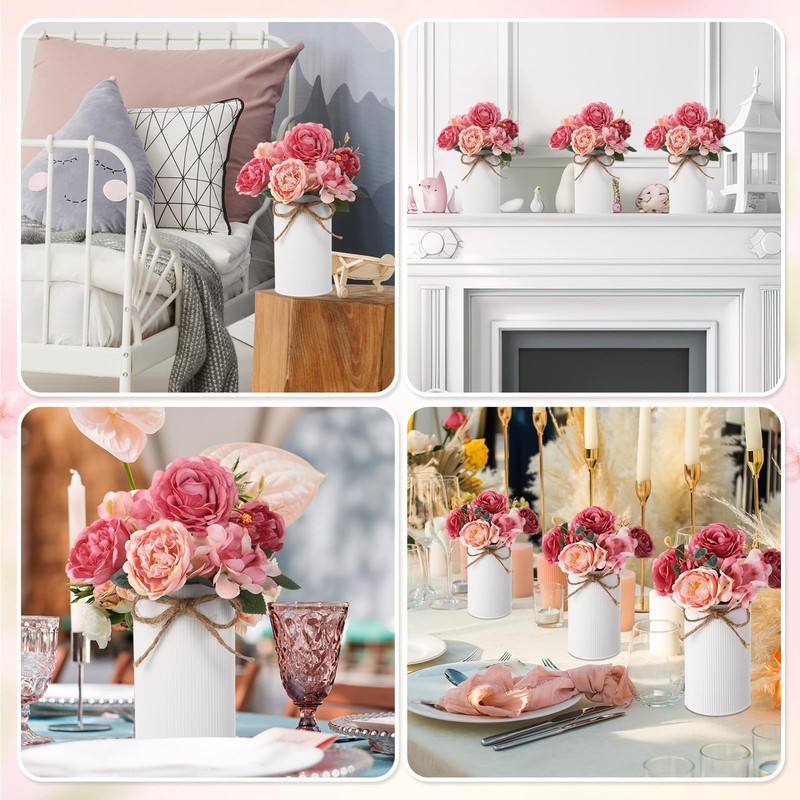 Domensi 6 Sets Wedding Centerpiece for Table Decoration Dusty Pink Artificial Fa gallery