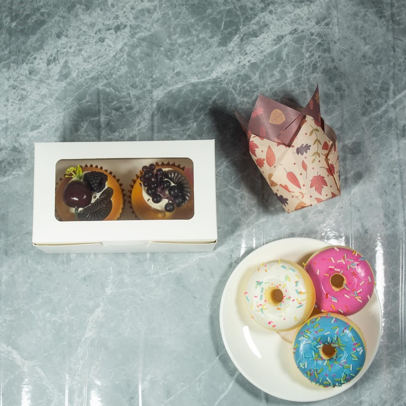 White Cupcake Boxes, Premium Sturdy Cupcake Carriers with Inserts and Clear W... gallery
