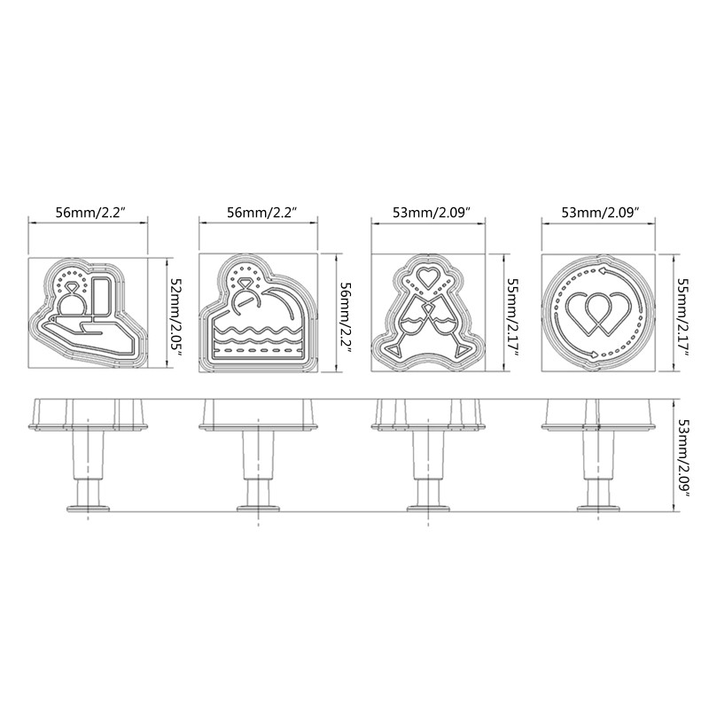 4 Pieces 3D Valentine s Day Theme Cookie Cutters Set for Baking Gift Durable gallery