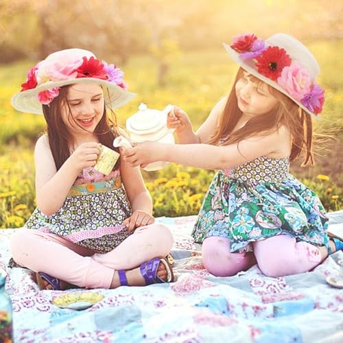 297 Pcs DIY Tea Party Hats Set for Girl Include 24 Pcs Hats, Artificial gallery