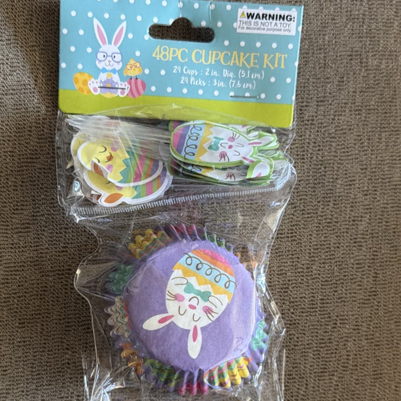 3 packs of 48pc Bunny Animal Print Easter Cupcake Kit Multicolor Decorative gallery