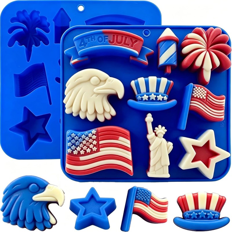 2 Pack Independence Day Chocolate Molds, 4th of July Patriotic Silicone Candy