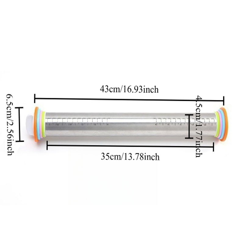 1 PC Adjustable Non Stick Rolling Pin 430 Stainless Steel With Thickness Rings gallery