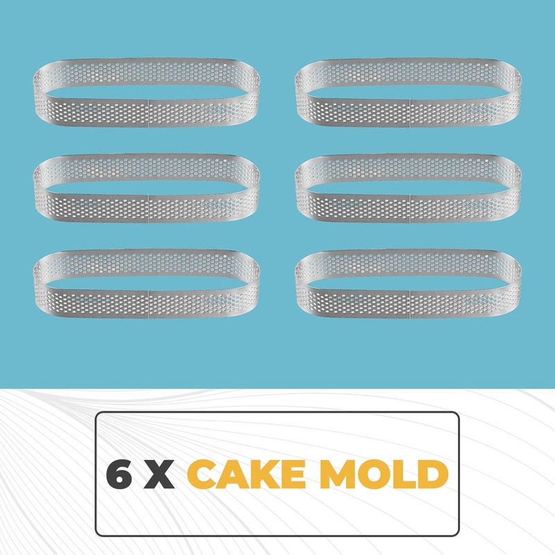 6PCS Oval Tart Stainless Steel Perforated Mold Mousse French Dessert Cake1778 gallery