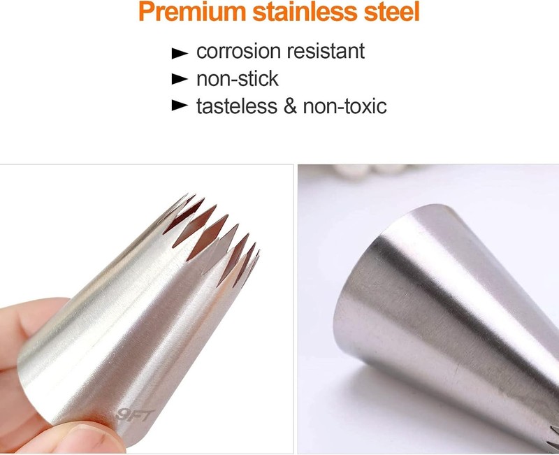 4-Pack X-Large Frosting Tips - Stainless Steel for Elegant Cake Design gallery
