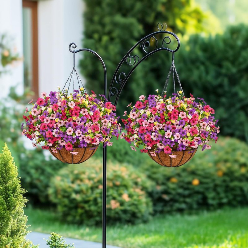 Yastouay 2 Pack Artificial Hanging Flowers For Outdoors Fake Hanging Plants 12 gallery