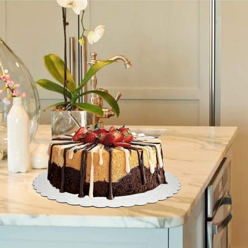 Goiio 4 Pack Cake Boards, Scalloped Cake Circle Base, 6, 8, 10, 12 Inch Cake Bas gallery