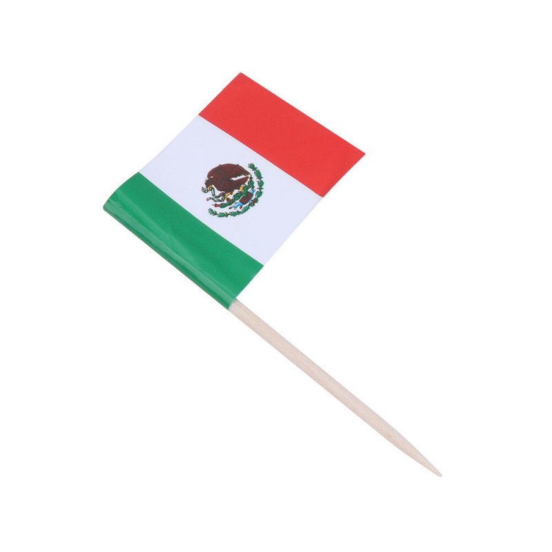 100x Cupcake Toppers Handheld Flags Mexico Toothpick Flags Mexican Cocktail Flag
