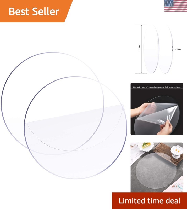 2 Pcs 12 Inch Rounds, Acrylic Cake Disc 1/16″ Thick Transparent Circle Disc f…