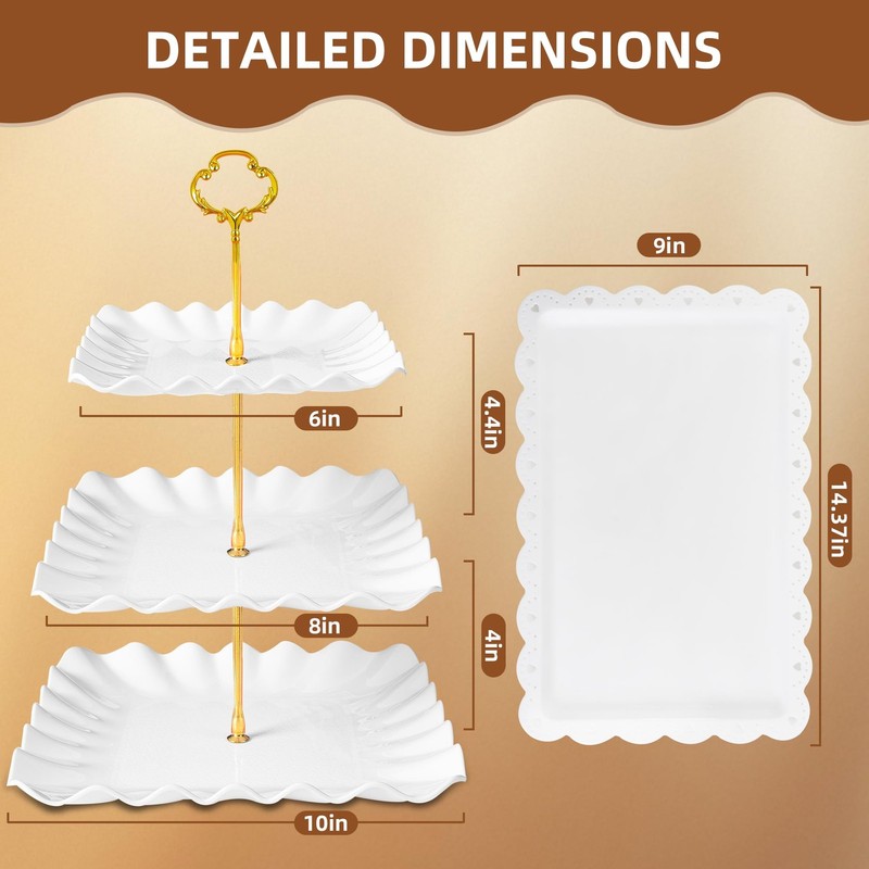10 Pack Dessert Table Display Set, 4 Three-Tier Square Cupcake Stands and 6 S... gallery