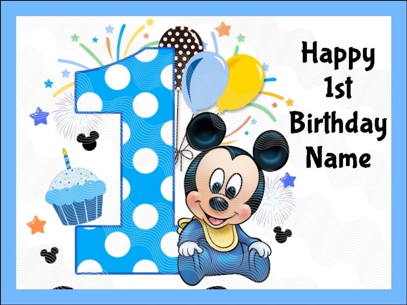 Mickey 1st Birthday Edible Icing Cake & Cupcake Toppers – Party Decorations gallery