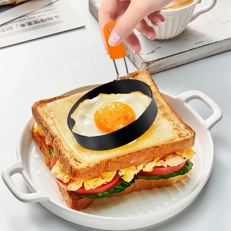 Egg Ring Pancake Ring Set 6 Pcs Stainless Steel Fried Egg Circles Pancake Sha... gallery