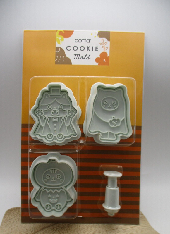 Halloween Cotta Cat Cookie Mold cutter mold with stamp set of 3