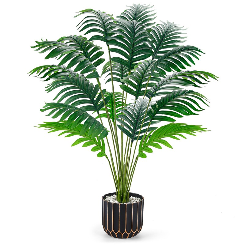 Der Rose 28″ Fake Palm Tree Large Artificial Potted Plants 28″-Palm, Black