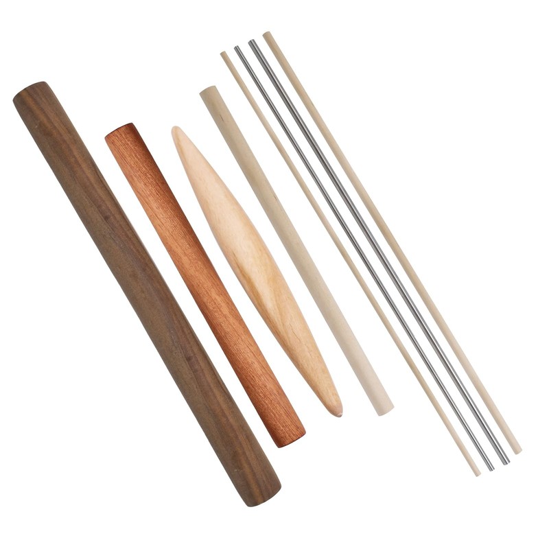 8 PCS Pasta Rolling Pins Set, Multiple Sizes Wood and Stainless Steel Non-Sti…