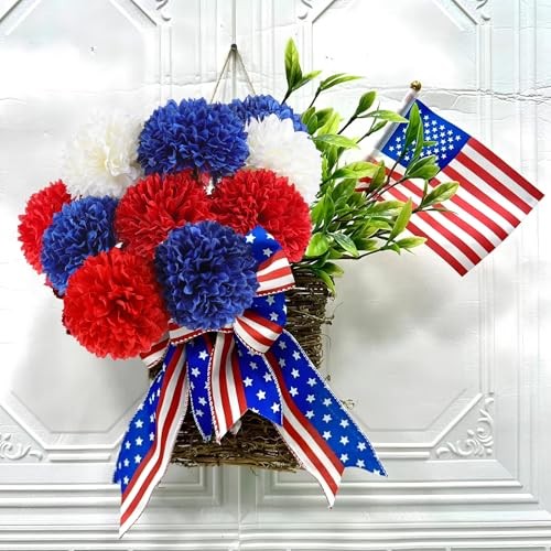 Pcs Artificial Chrysanthemums Flowers Patriotic Flowers 4th 12 Red White Blue gallery