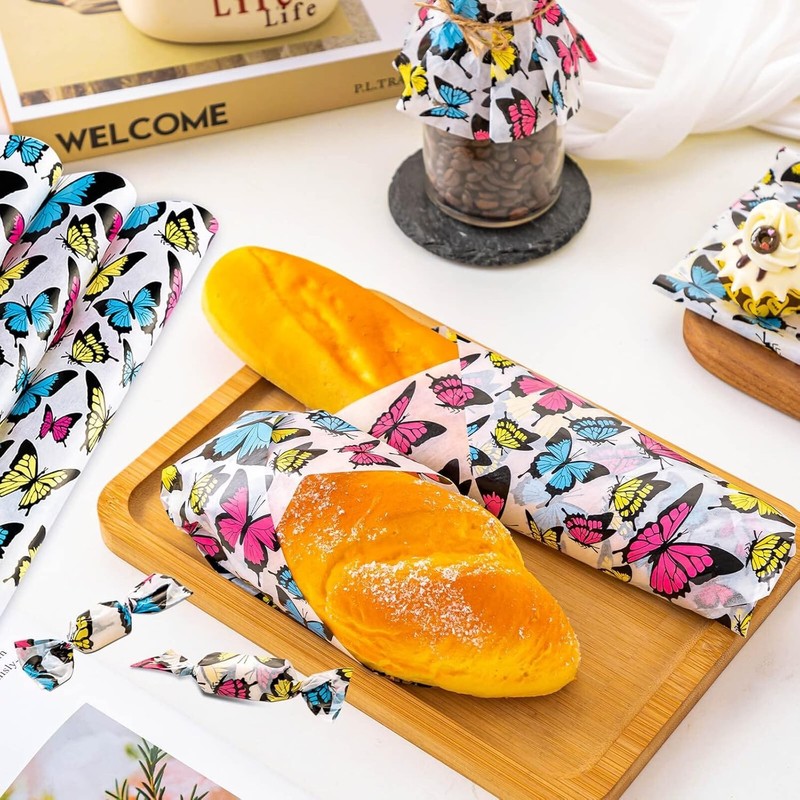 Waterproof Butterfly Wax Paper Sheets - 100 Pcs, Perfect for Sandwiches & Snacks gallery