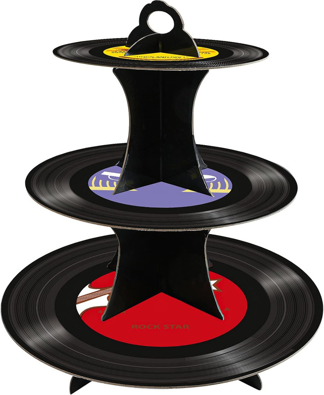 1950'S Rock and Roll Musictheme, 3-Tier Paper Record Cake Stand Cupcake Tower fo gallery