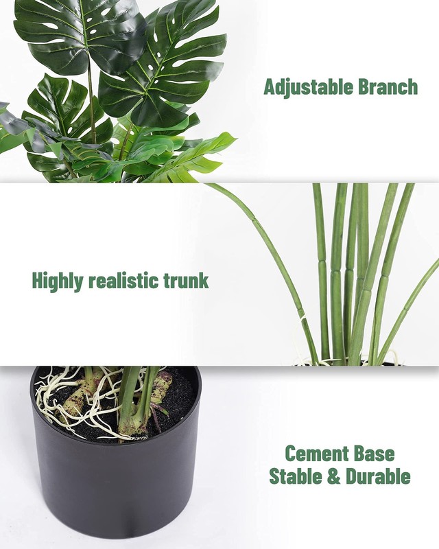 Floworld Artificial Monstera Plant 4Ft Tall Fake Swiss Cheese Potted Faux gallery