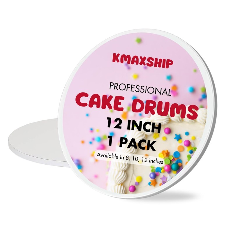 12 Inch Cake Drum Round, 1-Pack, 1/2″ Thick Sturdy Cardboard Cake Base for We…