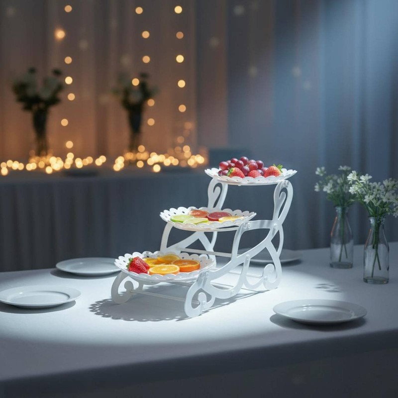 3 Tier Fruit Tray Easy to Clean Dessert Display Stand Wear-Resistant for Party gallery