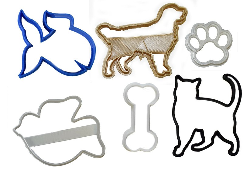 PET LOVER SET OF 6 DOG CAT BONE PAW FISH BIRD COOKIE CUTTER BAKING TOOL PR1041