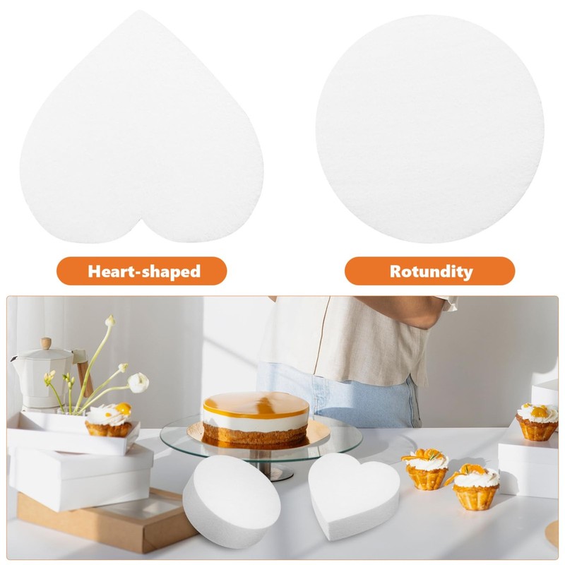 6 Inch Foam Cake Dummy Heart Shape Lightweight Model For Wedding Practice gallery
