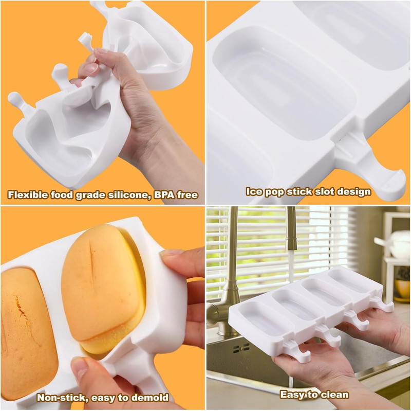 Cake Pop Mold Kit, 8 Cavities Small Cakesicle Molds Silicone with 100 Wooden Sti gallery