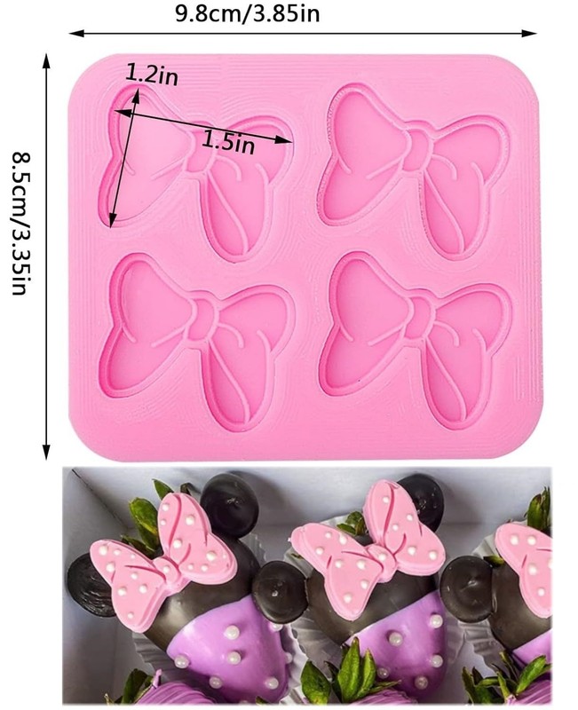 Bow Silicone Mold,2 Pcs 4 Hole Bow Chocolate Mold,Bows Fondant Molds Sugar Ca... gallery