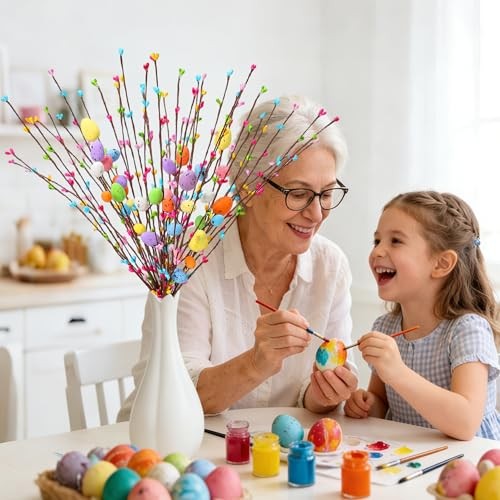 39Pcs Easter Decorations Artificial Easter Spray Vine with Pastel Eggs and gallery