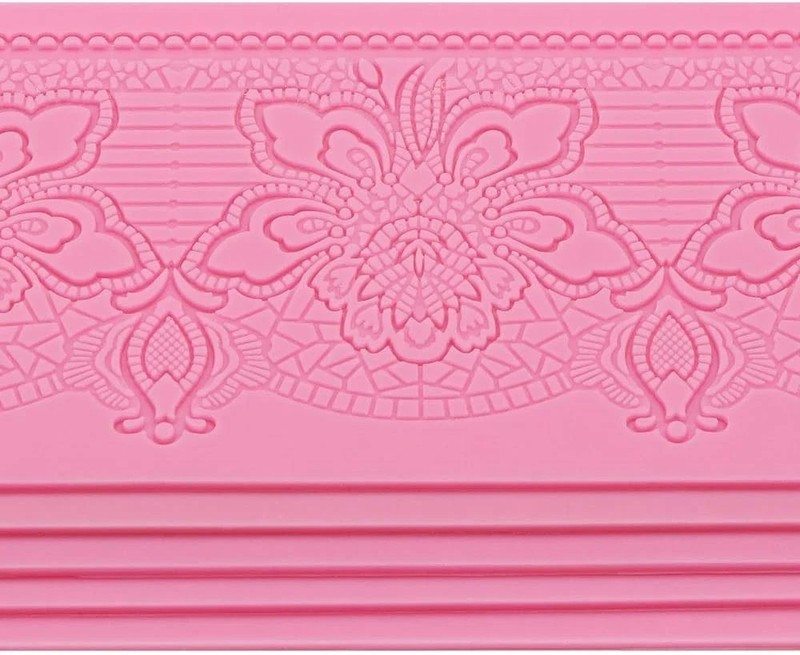 Lace Molds for Cake Decorating, 5pcs Silicone Fondant Lace Mats Pink Flower P... gallery