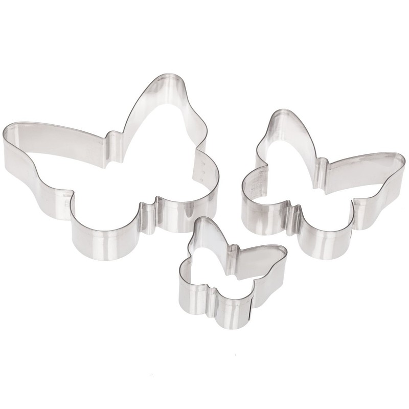 Plain Edge Butterfly Cutter Set In Assorted Sizes Stainless Steel 3 Pc Set