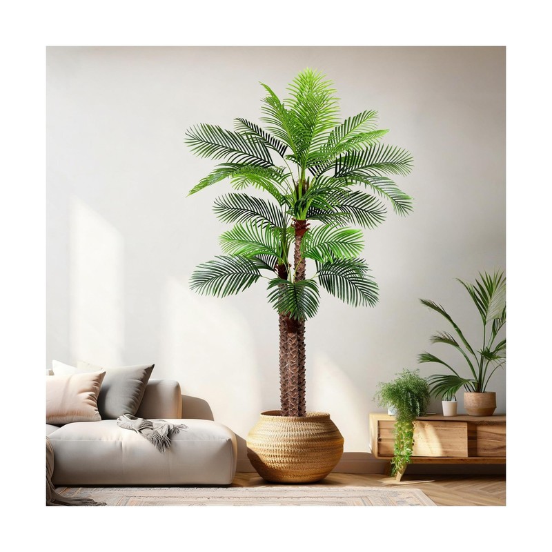 9ft Large Artificial Palm Tree for Outdoors Faux Triple Phoenix Palm with 31 ... gallery