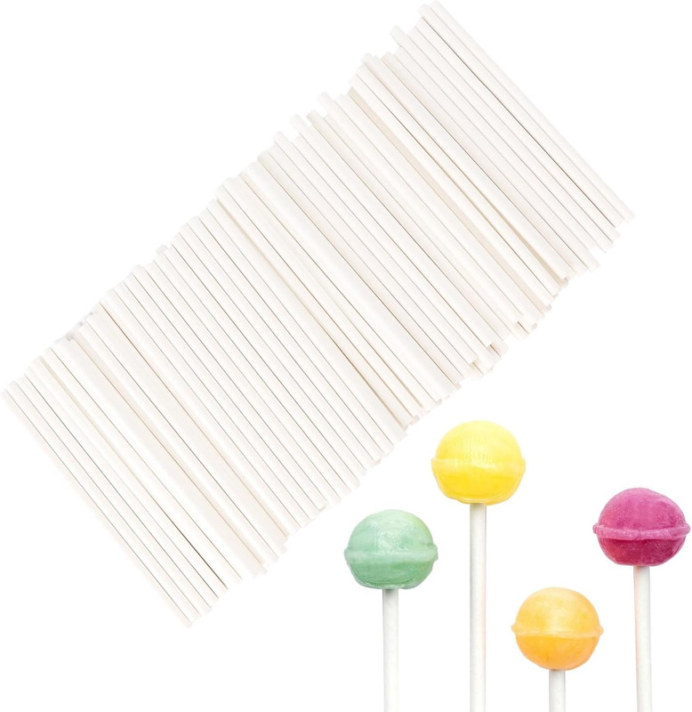 100-Pack White Lollipop Sticks – 3” Cake Pop & Candy Sticks for Desserts