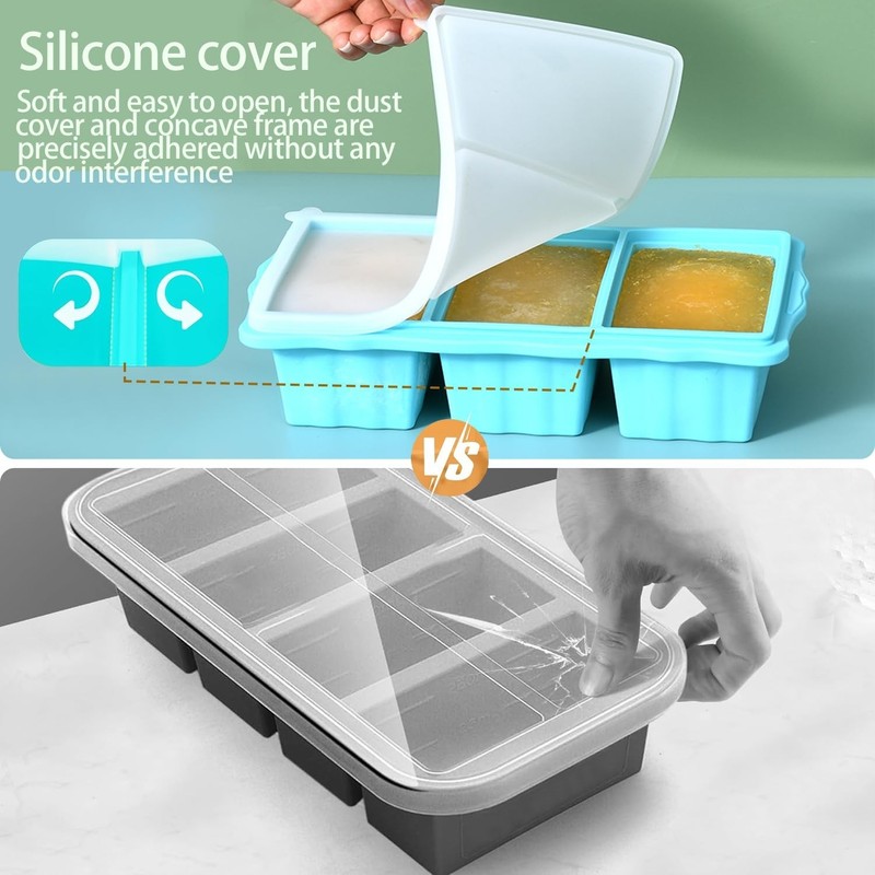 2 Pack Silicone Freezer Molds With Lids,1.5 Cup Silicone Freezer Tray With Li... gallery