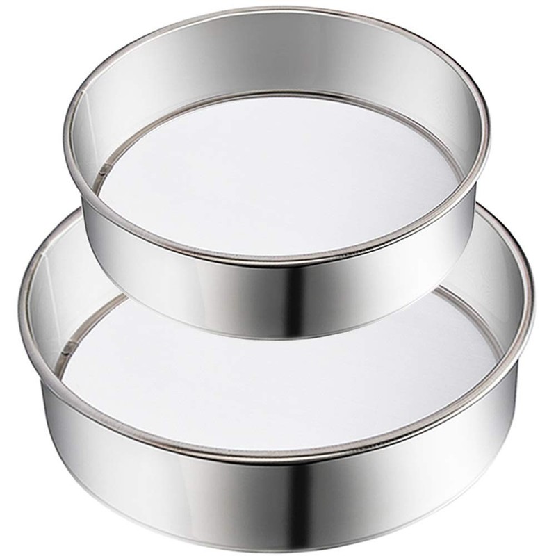 2 Pack Flour Sifter,Stainless Steel Fine Mesh Strainers Sieve,60 Silver