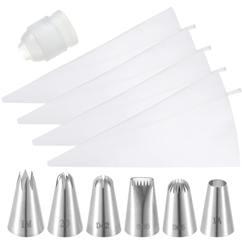 4 Pcs 24 Inch Reusable Piping Bags Tips Set 11 Pcs Cotton Pastry Kit Cake