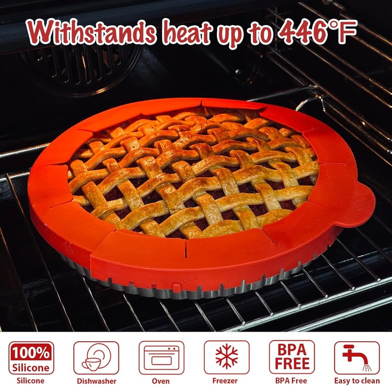 Webake Pie Crust Protector Shield Adjustable 2. Shield, Red + Grey gallery