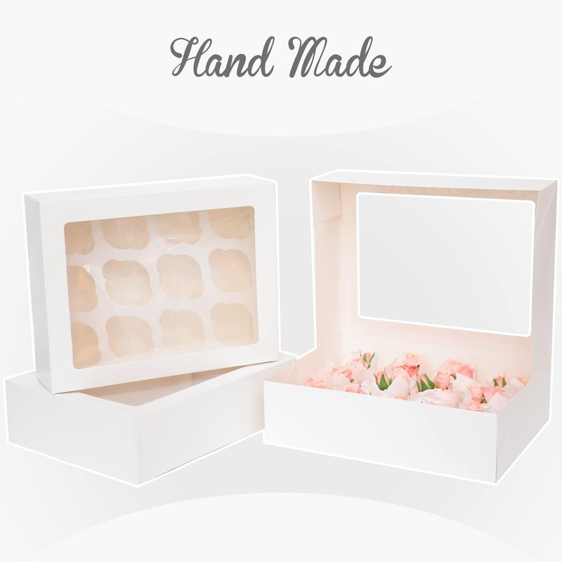 Auto-pop Up Cupcake Boxes with Window 40PCS 12 Count Cupcake Box 13"x10"x3.5"... gallery