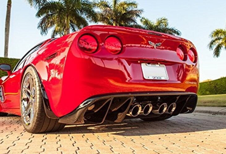 Dual 4" Quad Staggered Stainless Steel Exhaust Tips for Chevy Corvette C6 05-13 gallery