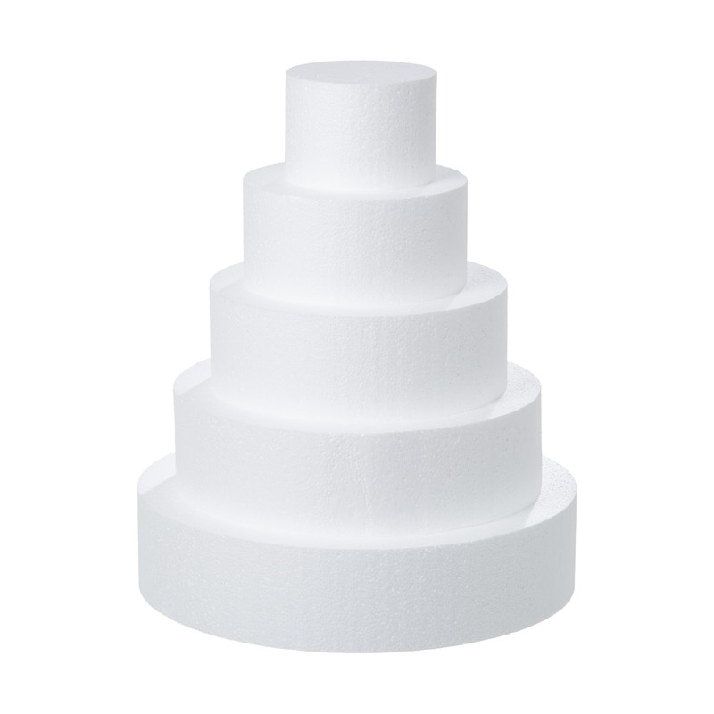 5 Tiers Round Foam Cake Dummies Set 4/6/8/10/12 Inch White Fake Decor 15 Inch