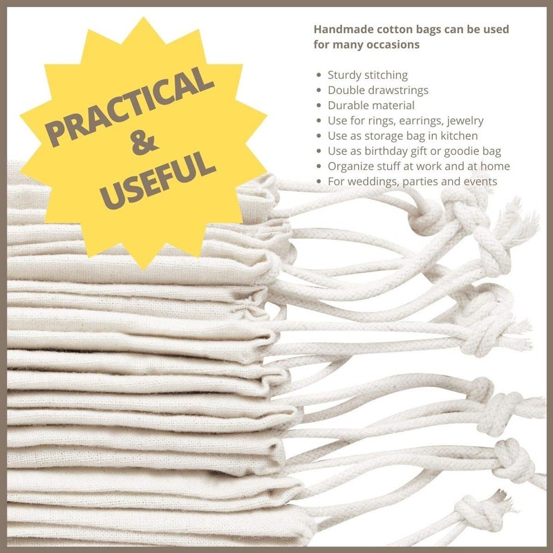 100% Cotton Muslin Drawstring Bags Storage Bag for Pantry Gifts Kitchen Wardr... gallery
