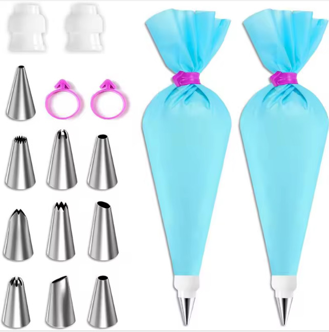 Silicone Piping Bags Set Cake Decorating Kit Stainless Steel Tips gallery