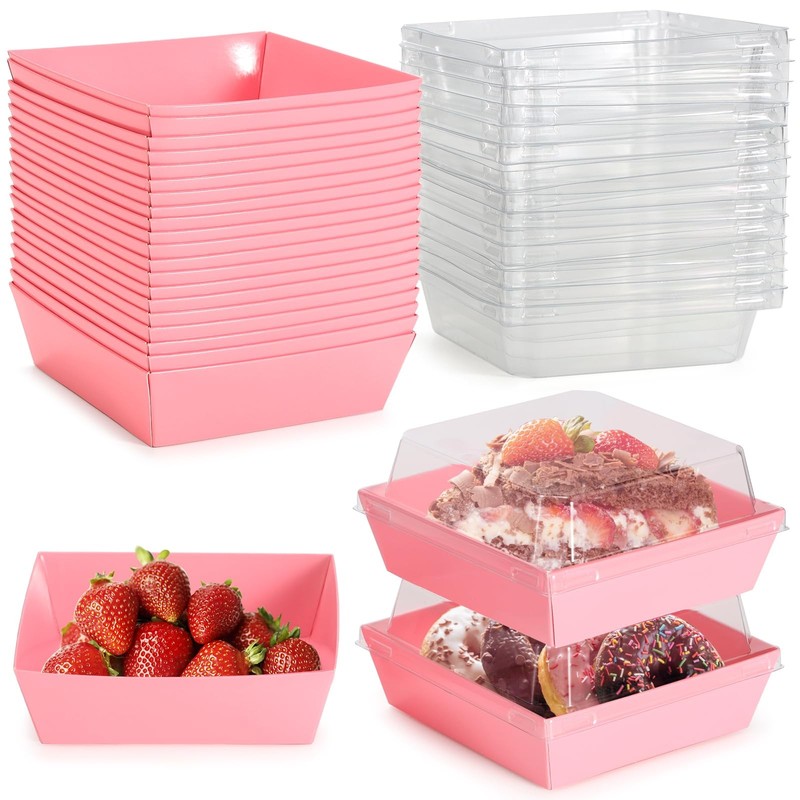 Mini Charcuterie Boxes with Clear Lids, 20 Pack 4.5×4.5 Inches Dessert Boxes …