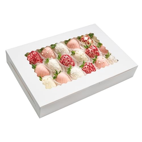 Pack Cookie Boxes 16x11x2.inch Bakery Boxes with Window Treat Boxes for 5