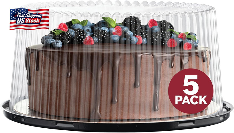 10 – 11″ Plastic Disposable Cake Containers Carriers with Dome Lids and Cake Boa